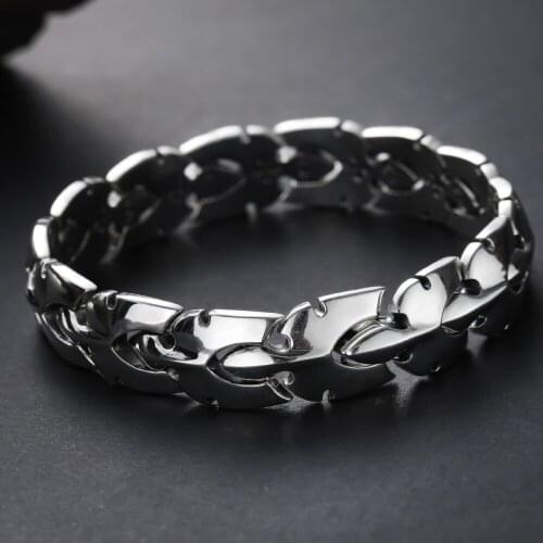 S925 pure silver width centipede shape bracelet man Japan and South Korea personality hipster Thai silver man bracelet smooth
