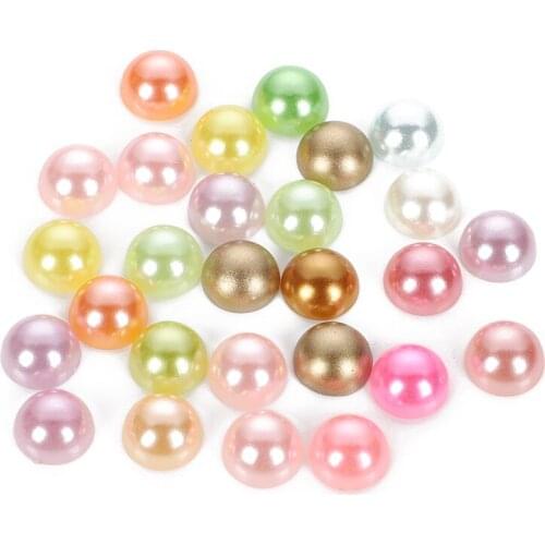 Imitation ABS Pearl Beads Flat Back 2 -14 mm Rainbow Color Cabochon Half Round Bead Scrapbook Decoration Jewelry Making DIY