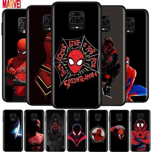 Hot Marvel SpiderMan Art Soft TPU Cover For Xiaomi Redmi Note10 10S 9T 9S 9 8T 8 7 6 5A 5 4 4X Prime Pro Max Black Phone Case