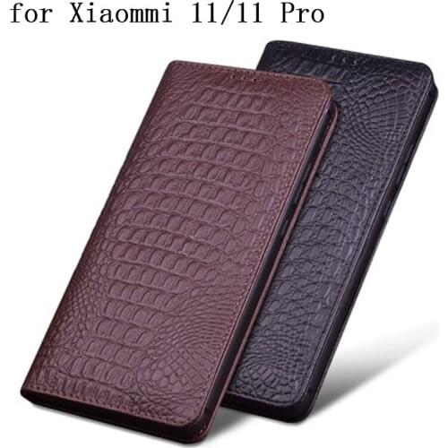 New Arrival Luxury Genuine Leather Case for Xiaomi 11/11 Pro Business Flip Crocodile Phone Cover Skin Bag for Xiaomi 11pro mi 11
