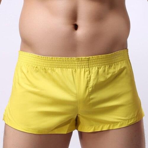 Long boxers underwear men fitness ice silk short pants bodysuit u convex design shorts mens casual sportswear boxer underpants