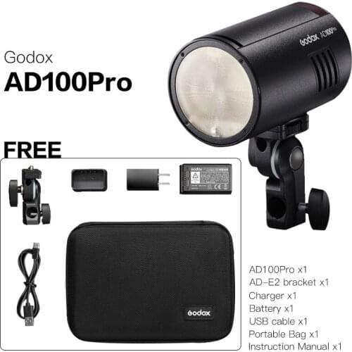 Godox AD100Pro 100Ws TTL 2.4G HSS 1/8000s Pocket Flash Light with 7.2V/2600mAh Lithium Battery 360 Full Power Flashes 0.01-1.5s