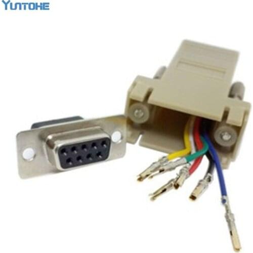 Hot Sale Good Quality Wholesale 500pcs/lot DB9 Female to RJ45 Female F/F RS232 Modular Adapter Connector Convertor Extender