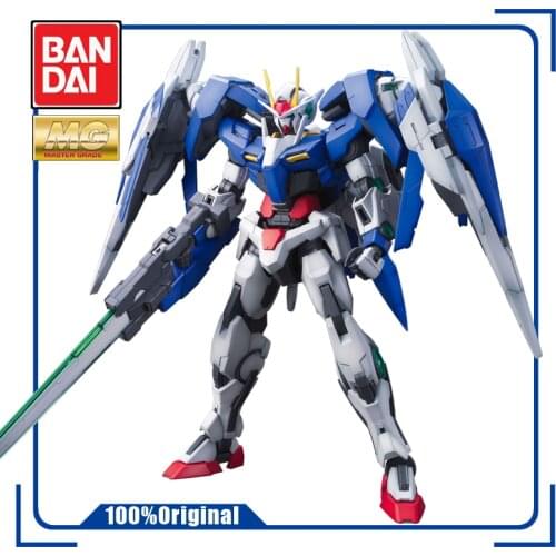 BANDAI MG 1/100 GN-0000+GNR-010 GUNDAM OO-RAISER Action Toy Figures Assembly Model Anime Figure Childrens Gifts