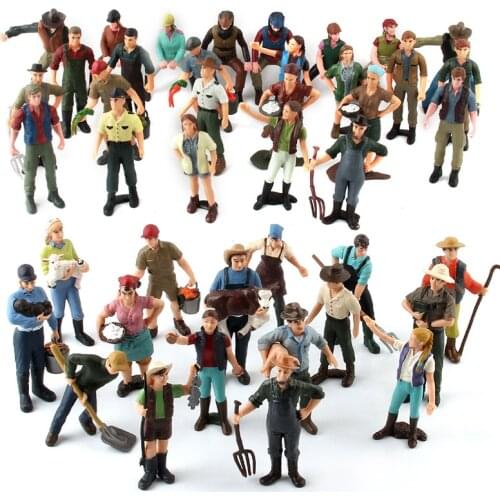 16pcs/26pcs Simulation Farm Toy Playset Scene Character Model Plastic Static Farmer Model Ornaments DIY For Children Adult Gifts
