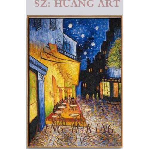 100% Hand Made Canvas Wall Art Painting for Home Decor Van Gogh Oil Painting Reproduction Cafe Terrace At Night