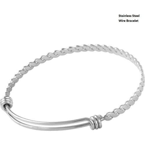 KLH0273 10Pcs a lot Stainless Steel Simple DIY Adjustable Wiring Bangle Bracelet Expandable Wire Bangles