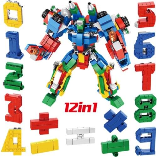 New 12 in1 Techinc Transformation Robot Building Bricks Creative Assembling Educational figure Blocks Gift Toys for Children