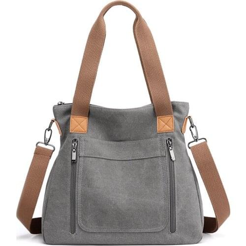 Korean Fashion Womens shoulder bag Large Capacity Commute canvas bag Casual Big womens handbag 5 Colors Solid Woman bags