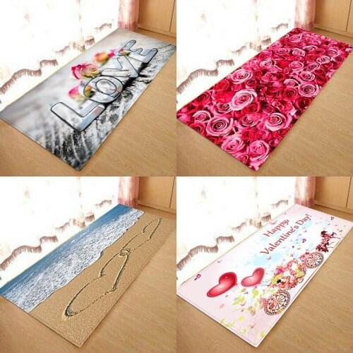 Valentines Day mats, Valentines Day atmosphere decoration decorate home non-slip absorbent floor mats