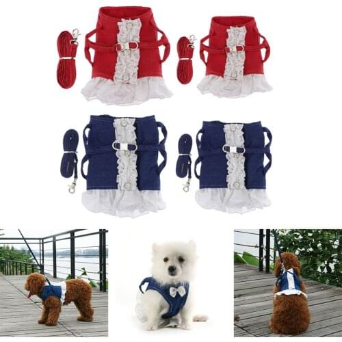 Beautiful and Comfortable Dog Harnesses, Leashes Dresses for Small Pet Cat Puppy, 2 Colors XS/S to Choose