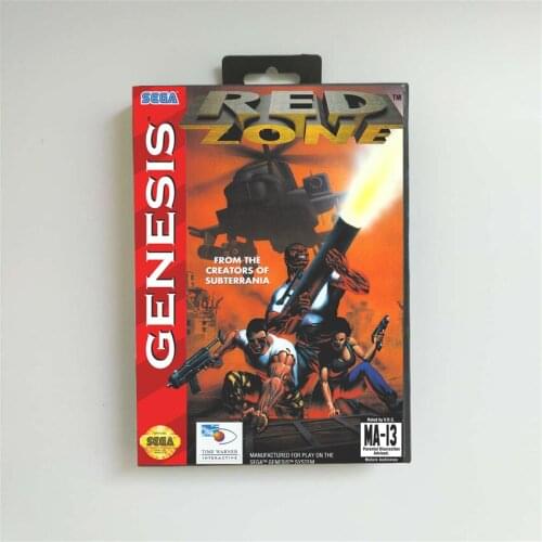 Red Zone - USA Cover With Retail Box 16 Bit MD Game Card for Sega Megadrive Genesis Video Game Console