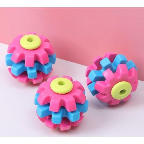 Pet Ball Toy Colorful Rubber Safety Can Rotate Puzzle IQ Trainning Dog Toys Playing Interaction Bite resistant Puppy Chew Toys