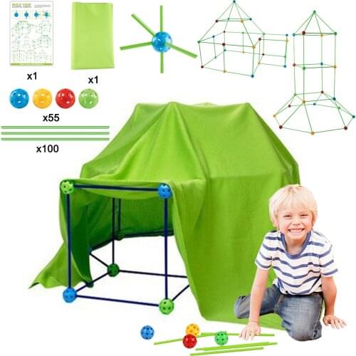 Kids Construction Fort Building Castles Tunnels Tents Kit DIY 3D Magination Cultivation Play House Assemble Toys Children Gifts