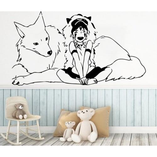 New Design White Fox Girl Pvc Wall Decals Home Decor For Babys Rooms Home Party Decor Wallpaper Girl Bedroom Vinyl Stickers