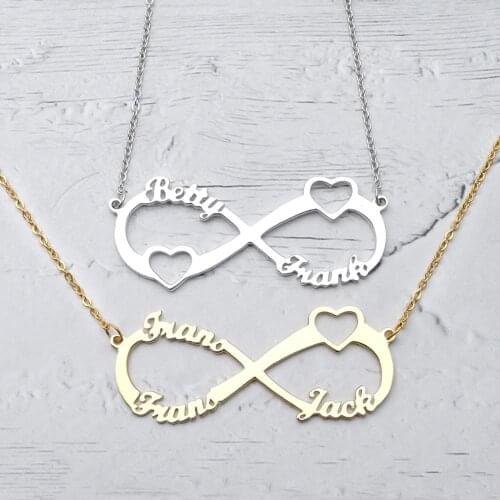 Personalized Infinity Necklace with Heart Custom Name Necklace Friendship Christmas Gift Infinity Jewelry Gift for Her Mom
