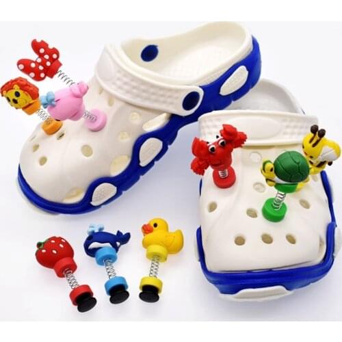 1 Pcs Soft PVC Croc Charms Accessories Creativity 3D Cartoons Spring Buckle Shoes accesories Kids Shoe Buckle Party Gift design