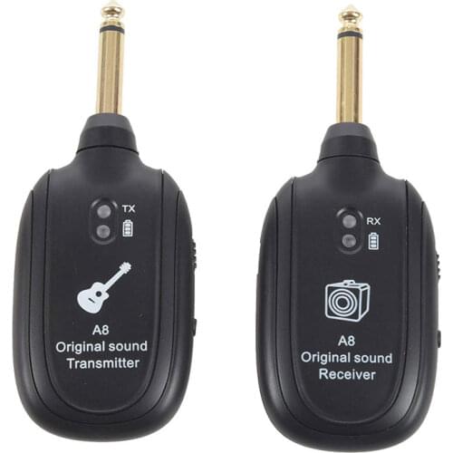 Hot A8 Guitar Wireless System Transmitter Receiver Built-in Rechargeable Built- in Rechargeable wireless guitar transmitter