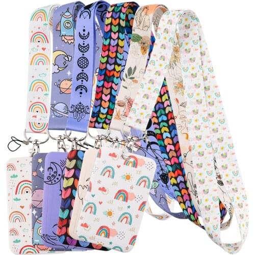 DZ1276 New Rainbow Neck Strap Lanyard for keys ID Card Gym Mobile Phone Straps USB badge holder DIY Hang Rope Lariat Lanyard