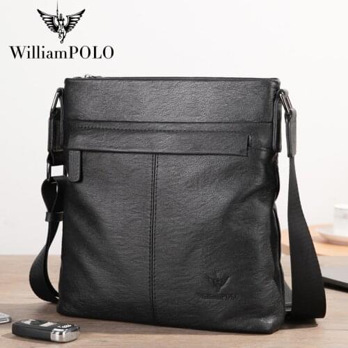 WILLIAMPOLO NewShoulder bag mens retro leather fashion high quality business mens shoulder messenger bag mens bag