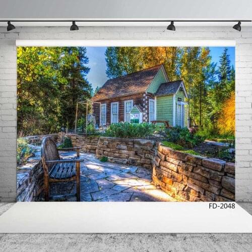 Garden House Bench Portrait Children Baby Photography Background Customized Vinyl Cloth Photographic Backdrops For Photo Studio