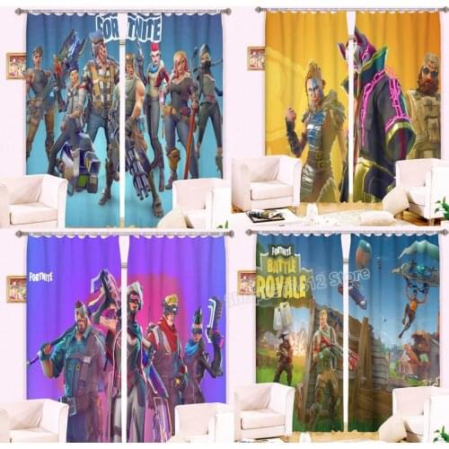 Kid Bedroom Window Curtain Fortnites Curtains 3D Cartoon Printed Curtain Game Anime Hangings for Living Room Office Home Decor