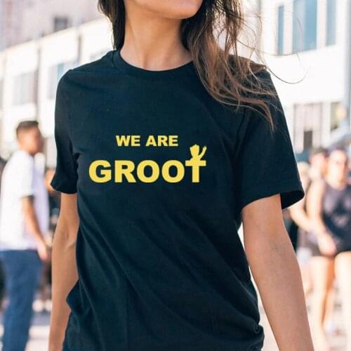 We Are Groot Vintage T-shirt Fun Groot Printed Tee Kawaii Cartoon Women Clothing Lady O-neck Streetwear Harajuku Female Clothes