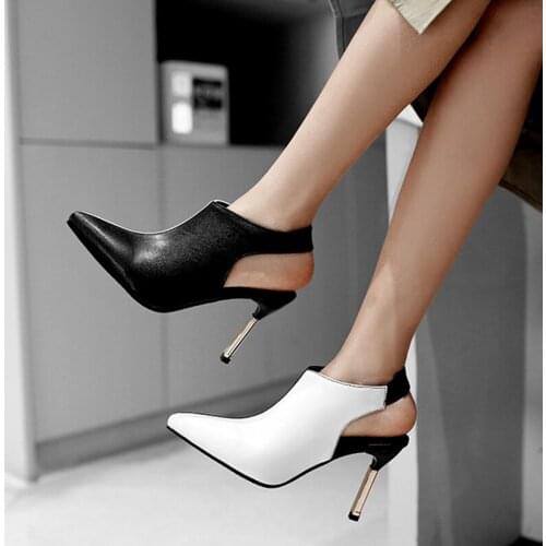 2021 spring and autumn color matching high heels womens Shoes Sexy pointed womens shoes fashion black and white black and red