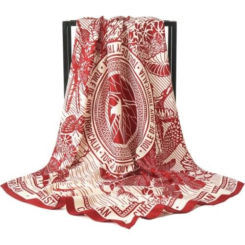 For Outdoor Use Shawl Womens Simple Hainan Island Coconut Tree Flower Pattern Twill Print Scarf Female Sex Scarf