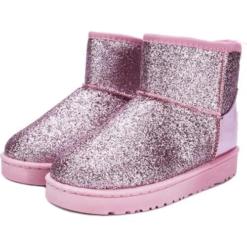 Golden Fashion Sequence Women Winter Snow Boots High Top Short Plush Female Winter Flat Snow Boots Waterproof Shoes