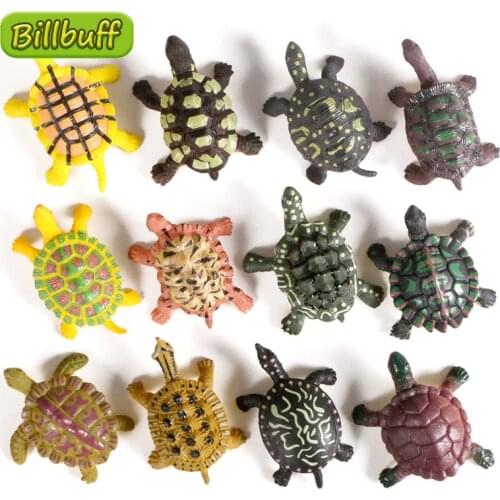 12Pcs Simulation Reptiles Animal Turtle Plastic Action PVC Model Sea Turtle Figures Collection Toy for children Educational Gift