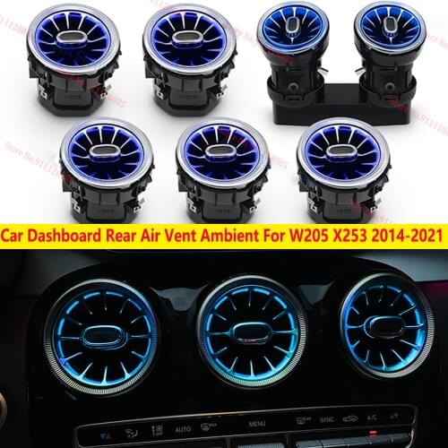3/64 color Car Dashboard Rear Air Vent Ambient LED Illuminated Turbo Trim For Mercede Benz C Class W205 GLC X253 2014 -2020