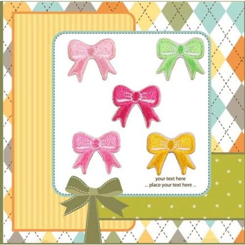 5pcs/Pack Colorful Bowknots Embroidery Patch Sticker Sets For DIY Hats T-Shirt Clothing Bags Decoration Repairing Adhesive Label