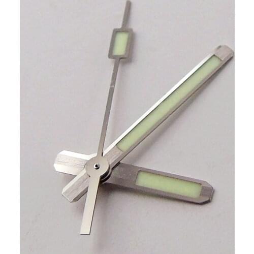 62MAS Solid Watch Hands For NH35 NH36 4R35 7S26 7029 Movement Japan C3 Green Super Lume Three-dimensional Silver Rim