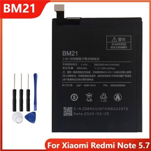 Original Phone Battery BM21 For Xiaomi Redmi Note 5.7 Redrice Note 5.7 Replacement Rechargable Batteries 2900mAh With Free Tools