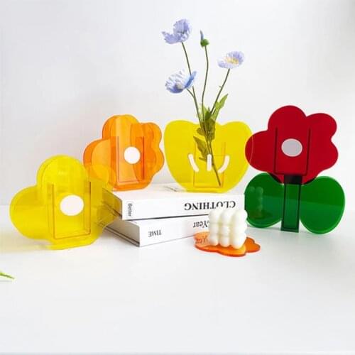 Nordic Acrylic Tulip Flower Vase Ins Cute Transparent Living Room Flower Arrangement Desktop Decoration Decoration