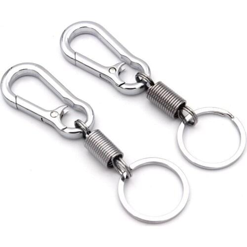 Car Keychain Simple Strong Carabiner Shape Keychain Climbing Hook Key Chain Rings Stainless Steel Man Gift Auto Interior