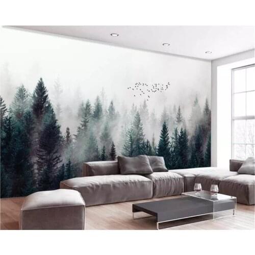 Beibehang Custom large natural 3d wallpaper fog forest fog bird modern 3d living room TV background wall wallpaper for walls 3 d