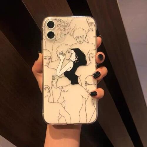 Artistic Kissing Statue Case for iPhone 12 Pro Max Back Phone Cover for 12 11 Pro Max X XS XR 8 7 Plus SE 2020