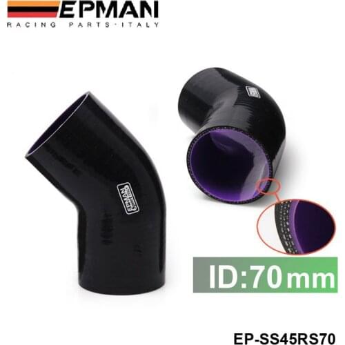 Black 2.75" 70mm 45 DEGREE ELBOW SILICONE HOSE PIPE For BMW e34 EP-SS45RS70