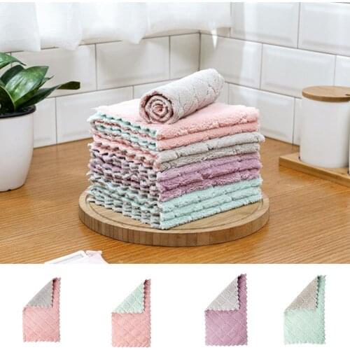 Double Colors Rag Dish Cloth Water Absorption Thickening Pot Washing Towel Table Home Kitchen Dishcloth Kitchen Clean Supply