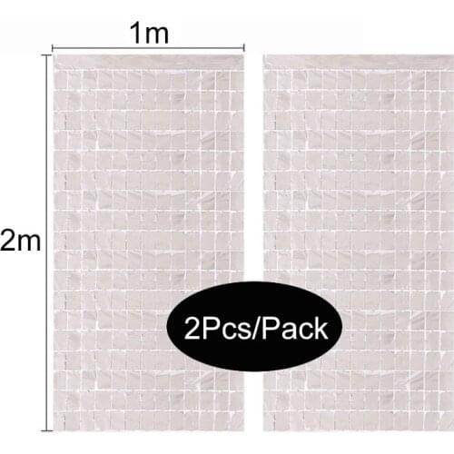 2Pcs/Pack Party Foil Curtain Cube Glitter Sequin Backdrop for Baby Shower Birthday Bachelorette Party Background Decor Supplies
