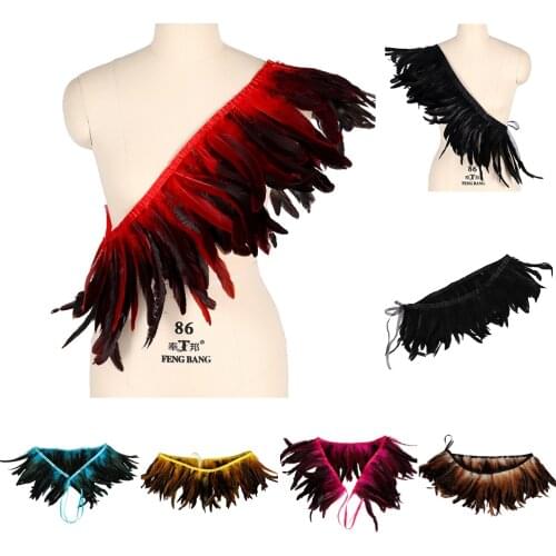 Gothic Natural Plumes Feathers Cloak Shawl Rave Wear Party Streetwear Cosplay Costume Body Cage Harness Plus Size Sexy Lingerie