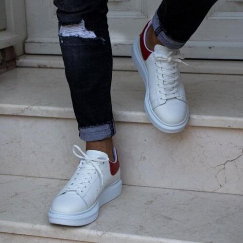 İBAY LUCKY Male White Red Genuine Leather Casual Shoes