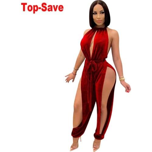 Fashion Sexy Lace-Up Stretch One Piece Outfit Women Clothing Hollow Bodycon Loose Night Club Party Ladies Jumpsuit Dropshipping
