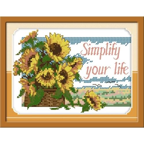 Basket with sunflowers cross stitch kit flowers 14ct 11ct count printed canvas stitching embroidery DIY handmade needlework plus