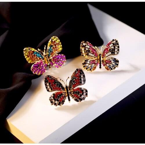 Colorful Rhinestone Butterfly Brooches for Women Fashion Insect Beautiful Brooch Pin Scarves Buckle Good Gift New