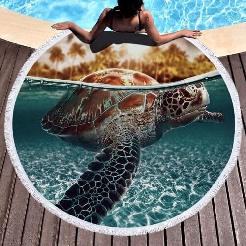 Round printed beach towel shawl beach towel tortoise series new
