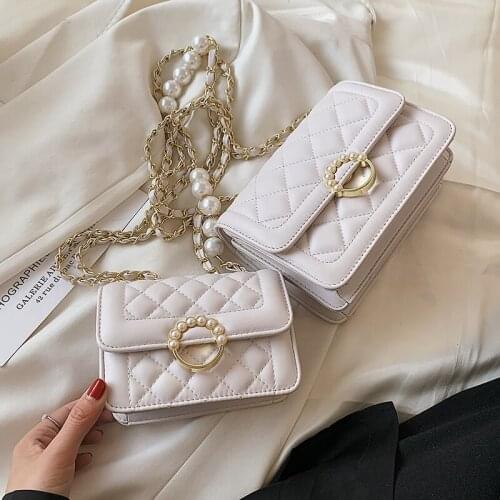 Small PU Leather Flap Crossbody Bags Female 2021 Summer Simple Casual Trend Luxury Fashion Chain Shoulder Handbag Blue White