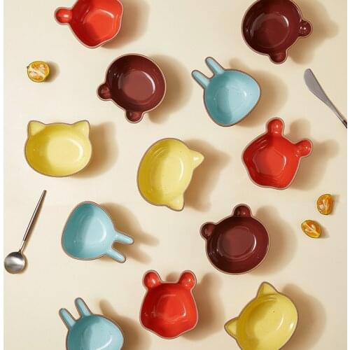 Cute Cartoon Nordic Ceramics Household Condiment Seasoning Dish Cartoon Creative Snack Dish Dipping Water Dish Fruit Snack Dish